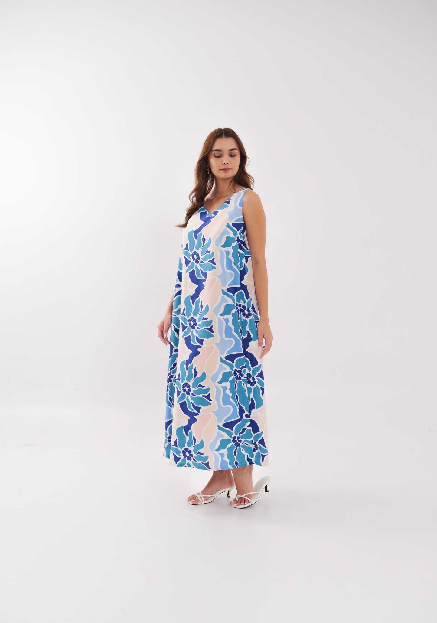 MERIDIAN DRESS AQUA PETAL