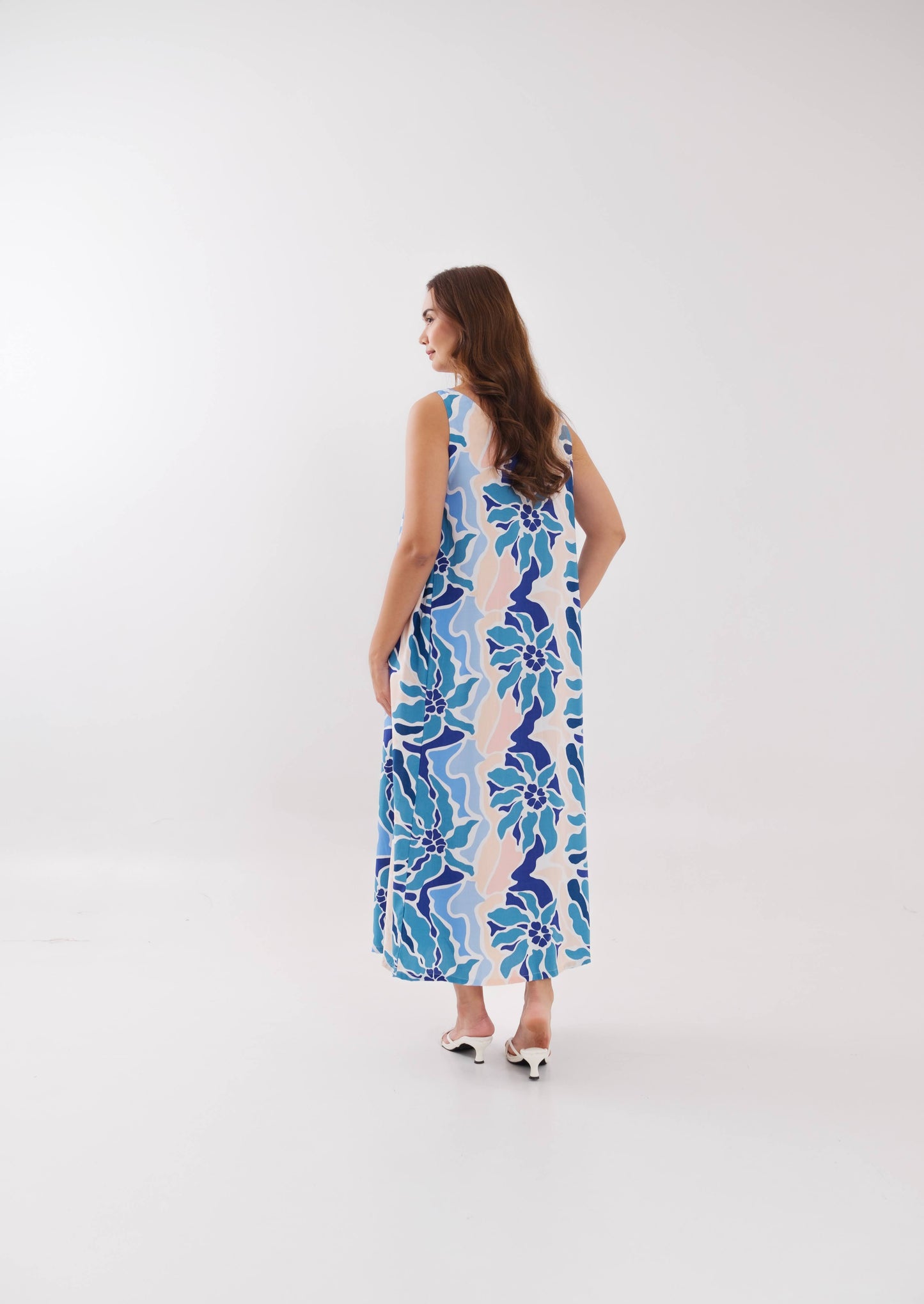 MERIDIAN DRESS AQUA PETAL