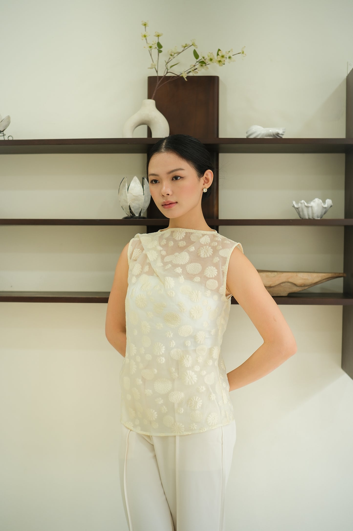 REEF CORAL ORGANZA TOP