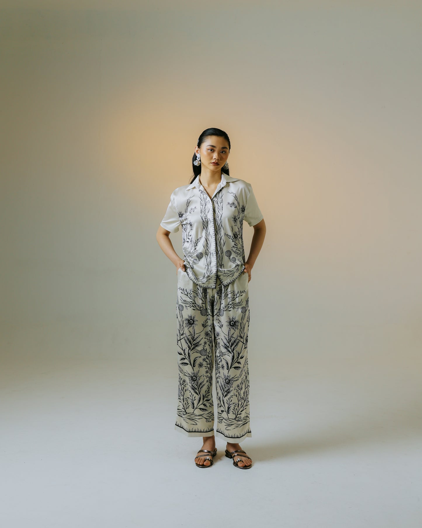 Chemise à manches courtes Dahlia blanc cassé