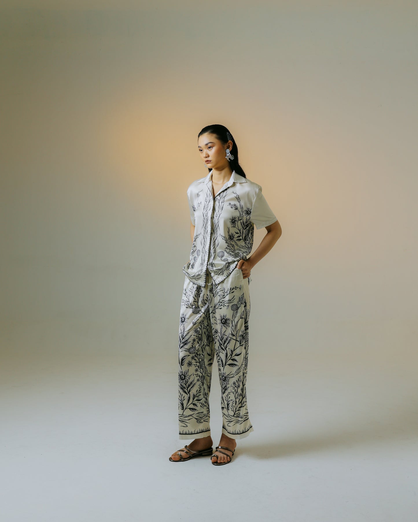 Chemise à manches courtes Dahlia blanc cassé