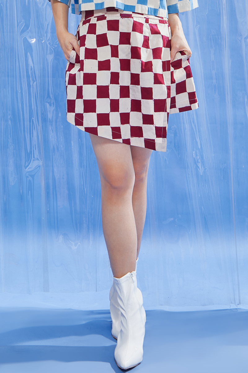 Yumi Skort Wine Checkerboard