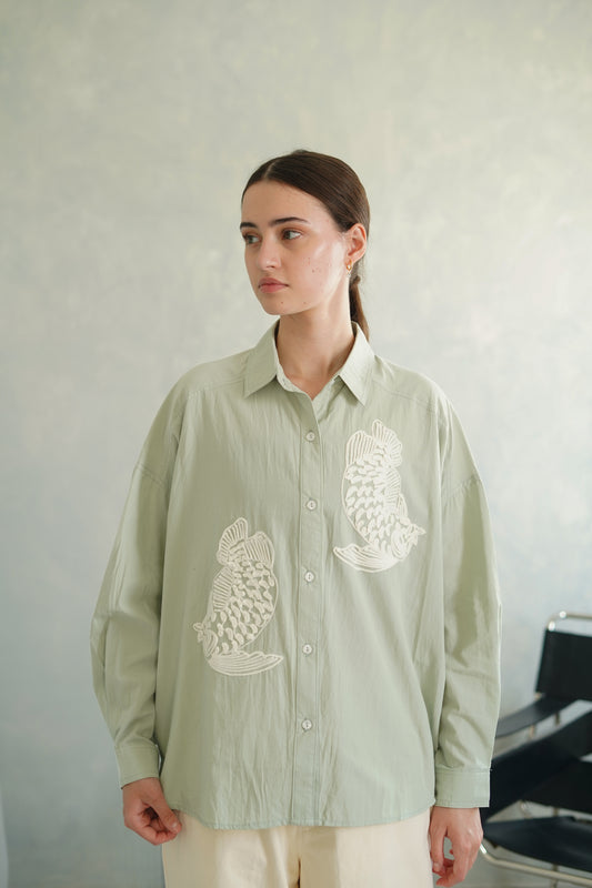 NONAETAL CYRUS ARWANA SHIRT LONG SLEEVE DESSERT SAGE
