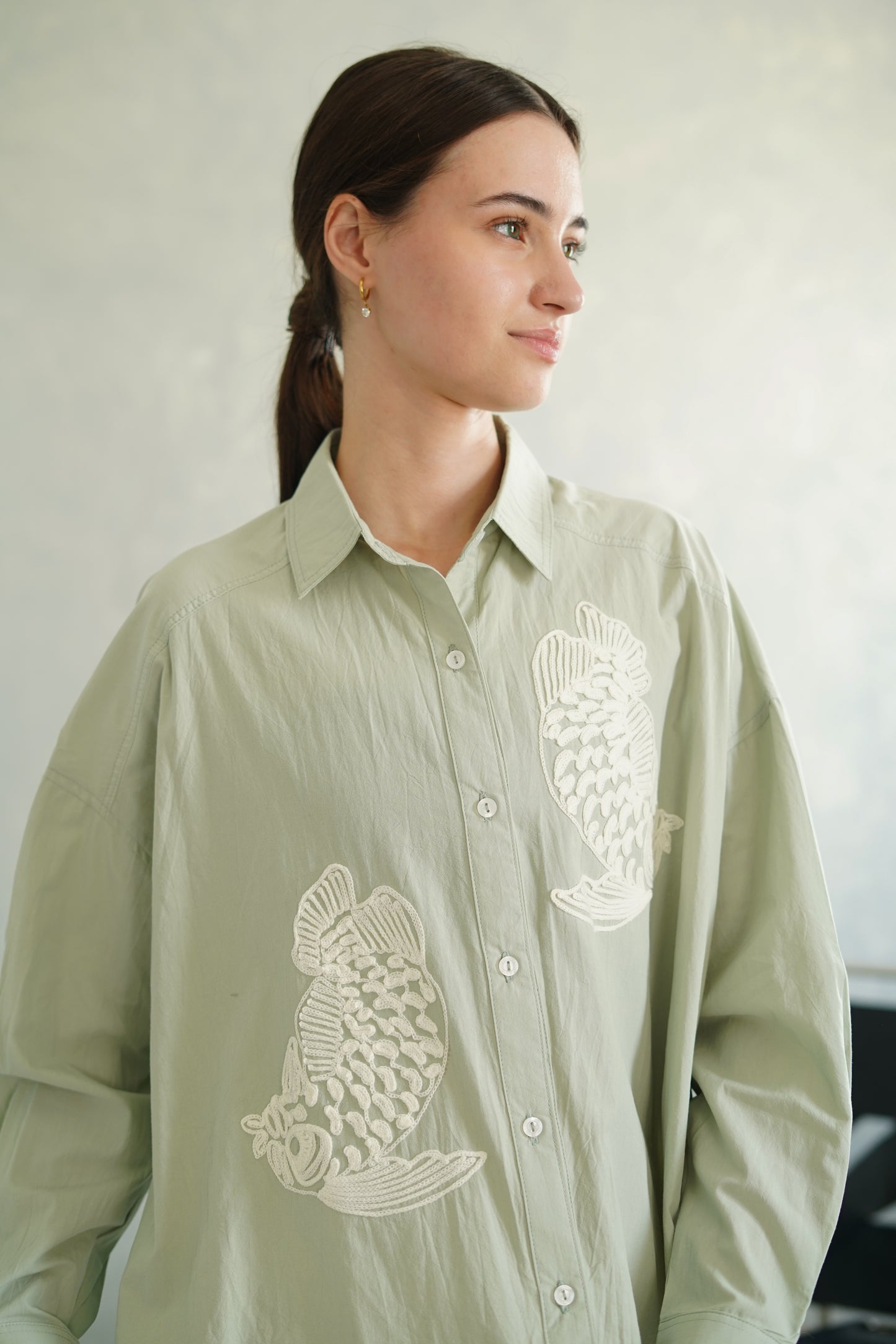 NONAETAL CYRUS ARWANA SHIRT LONG SLEEVE DESSERT SAGE