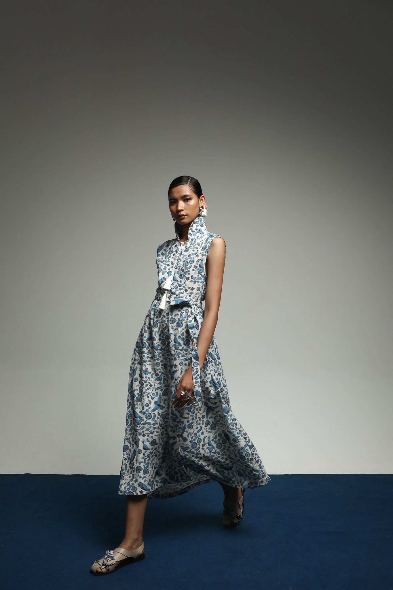 PURANA SLEEVELESS DRESS TROPIPELAGO BIRDS OFF-WHITE (PRE-ORDER)