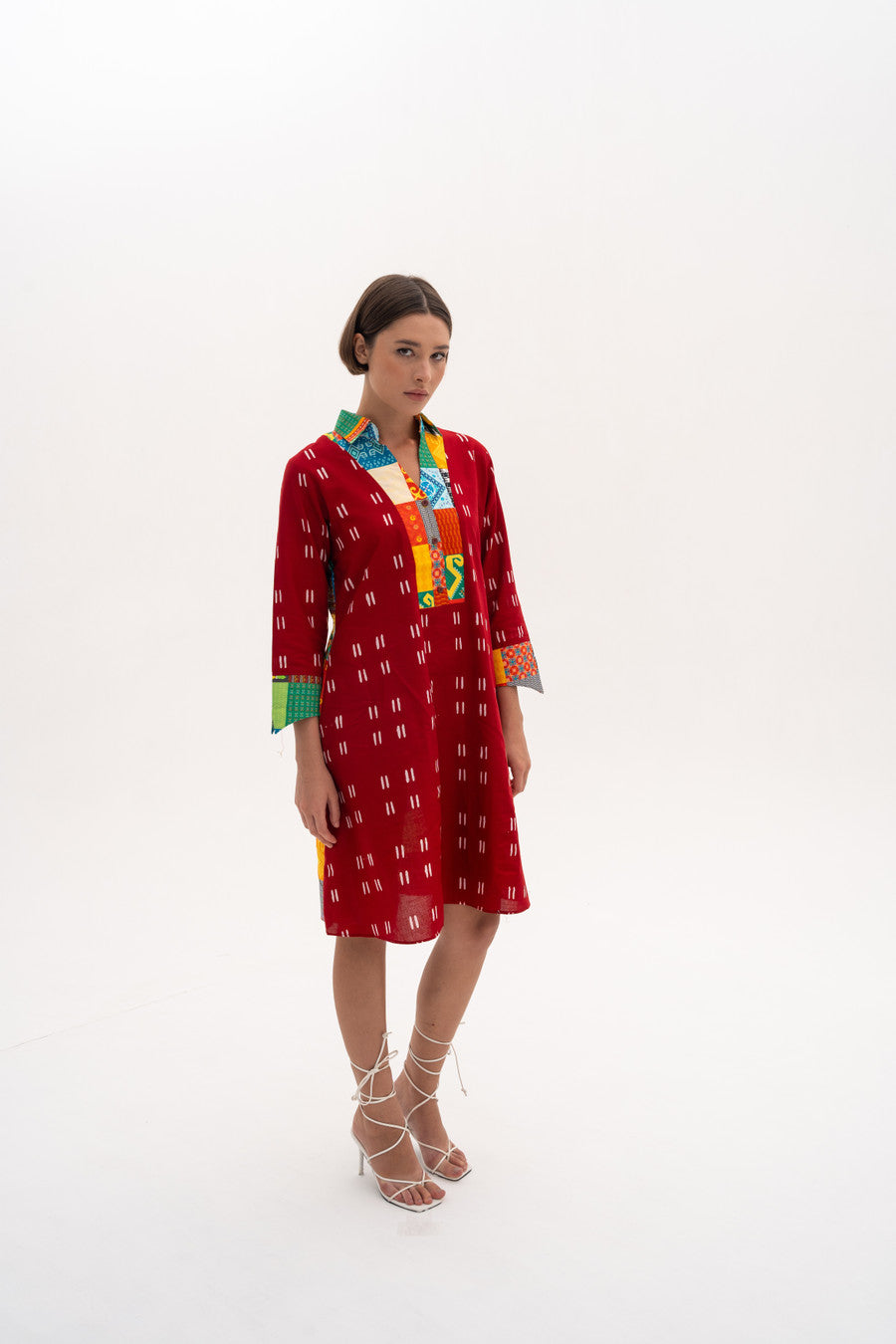 Shibori Patchwork Midi Dress