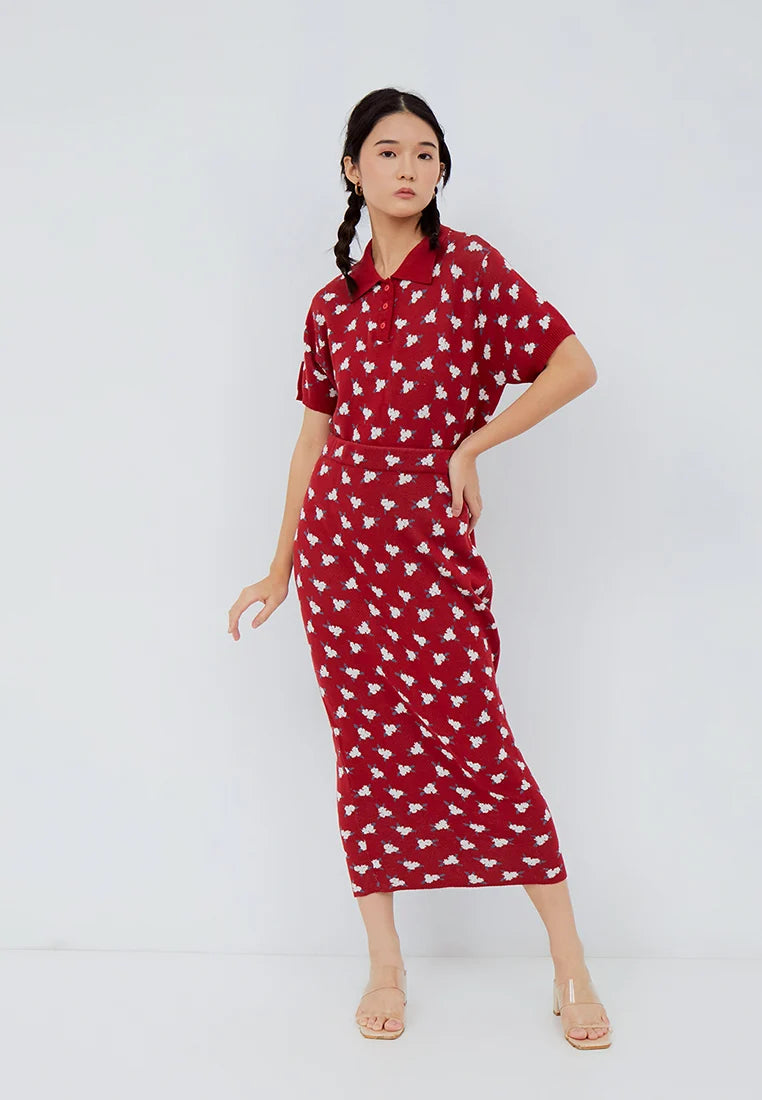NONAETAL SONET KNIT SKIRT RED