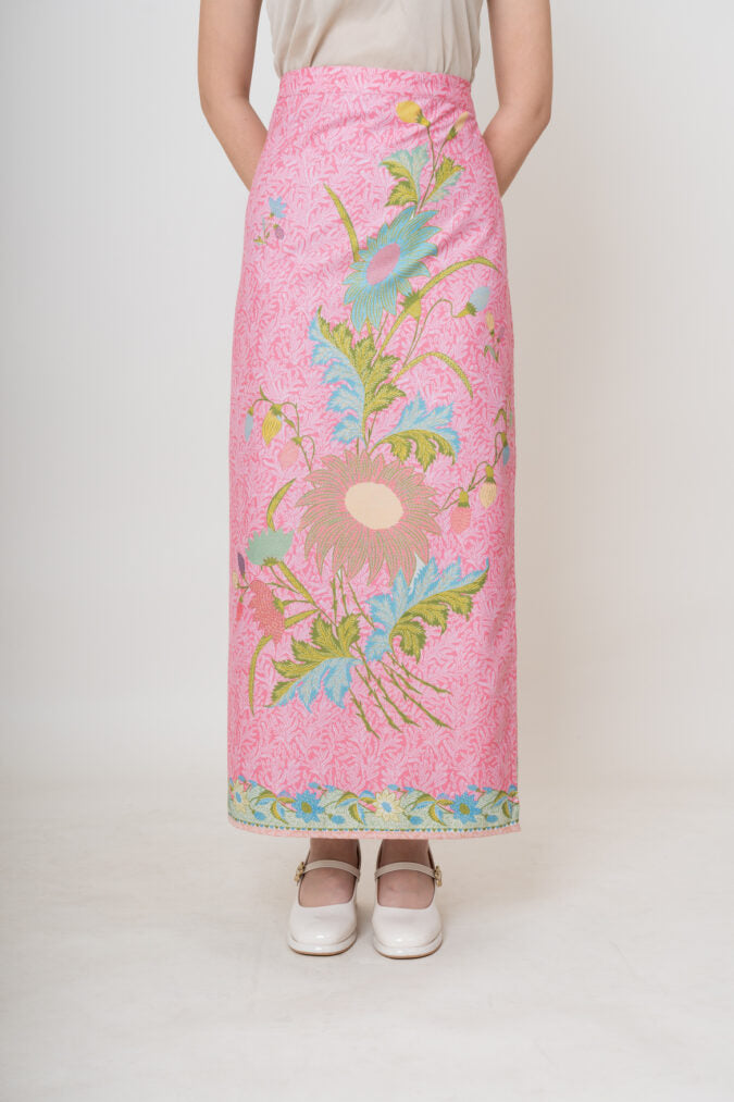 NATYA WRAP SKIRT GREEN PINK (PRE-ORDER)