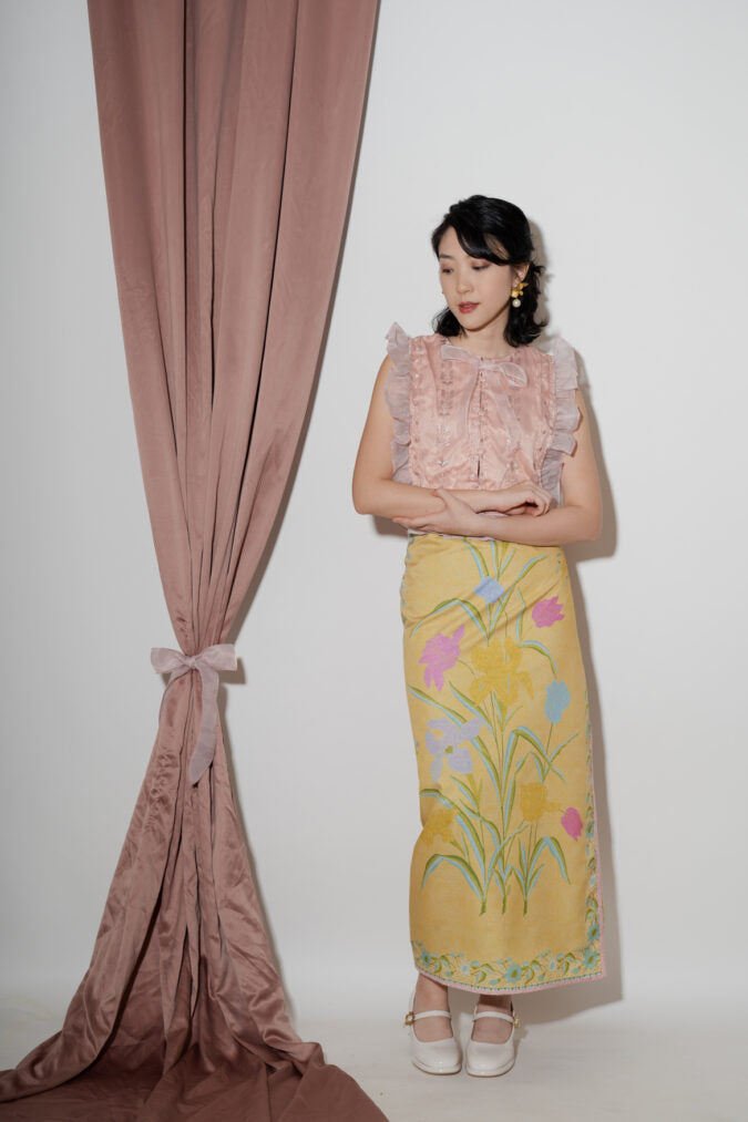 NATYA WRAP SKIRT GREEN PINK (PRE-ORDER)