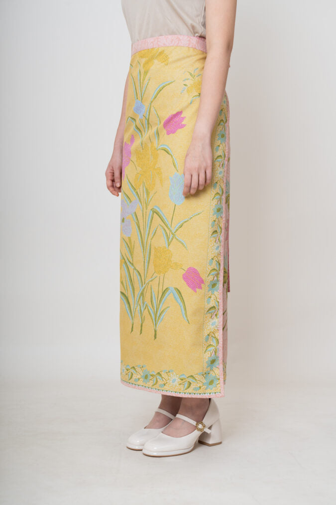 NATYA WRAP SKIRT GREEN PINK (PRE-ORDER)