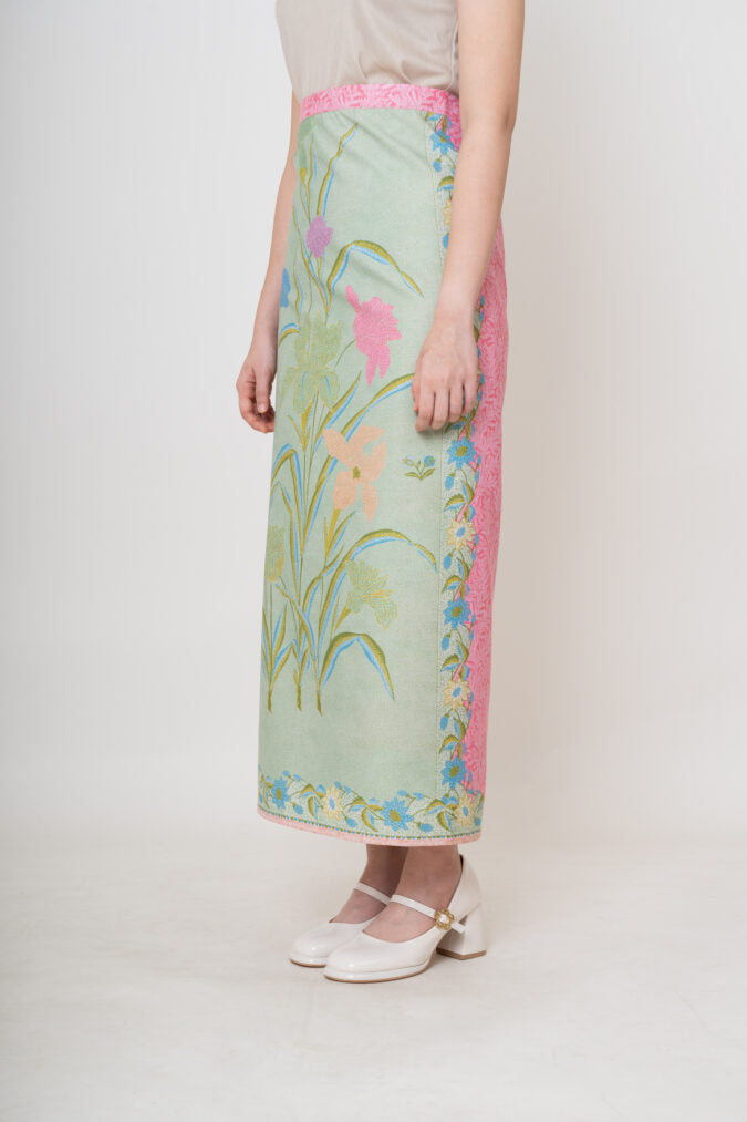 NATYA WRAP SKIRT GREEN PINK (PRE-ORDER)