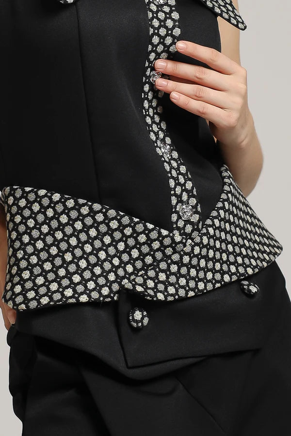 POLKA TWEED COLLAR BLOUSE
