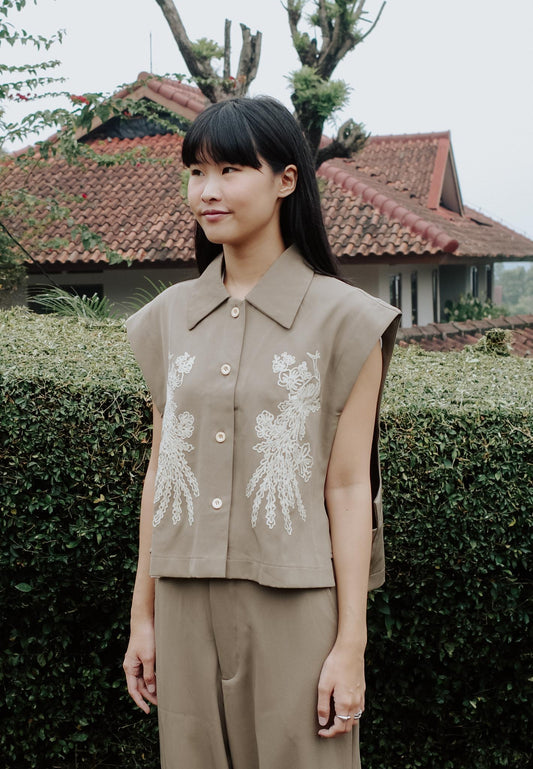NONAETAL HIBISCUS VEST ESPRESSO