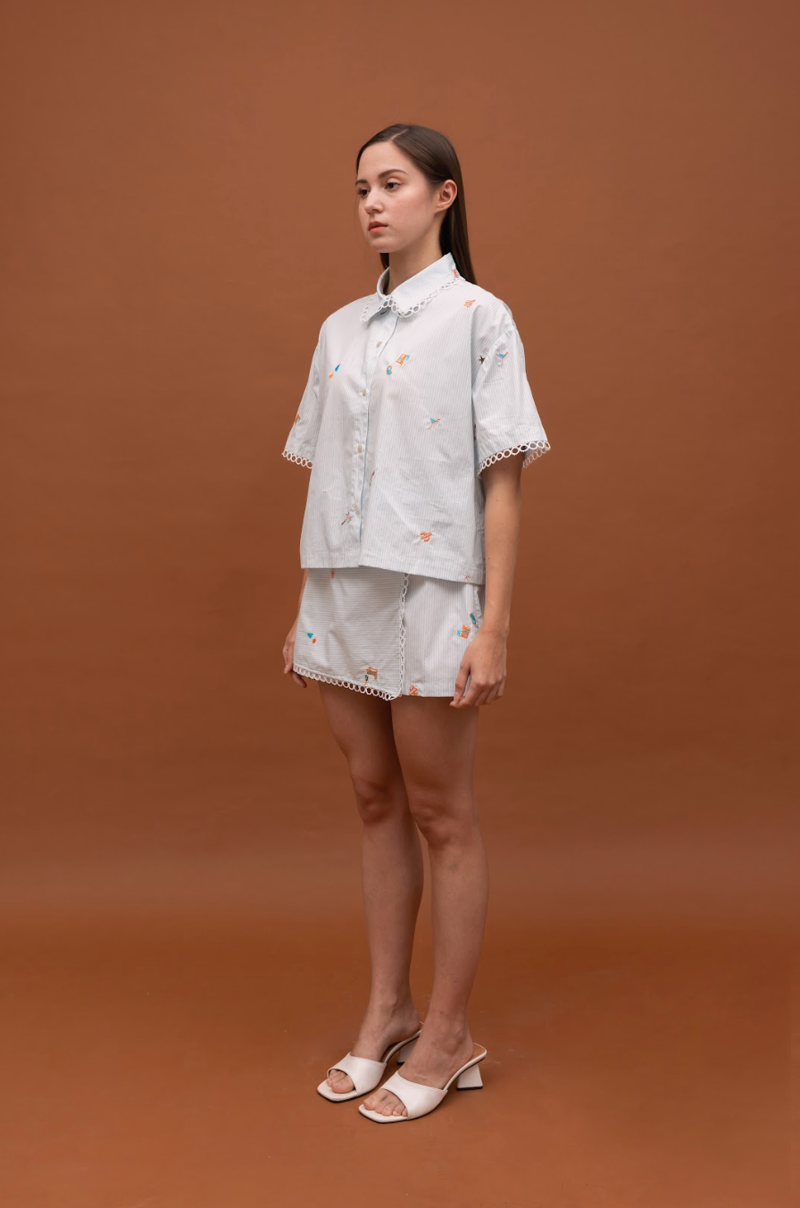 JUDITH SHIRT STRIPE BLUE EMBRO