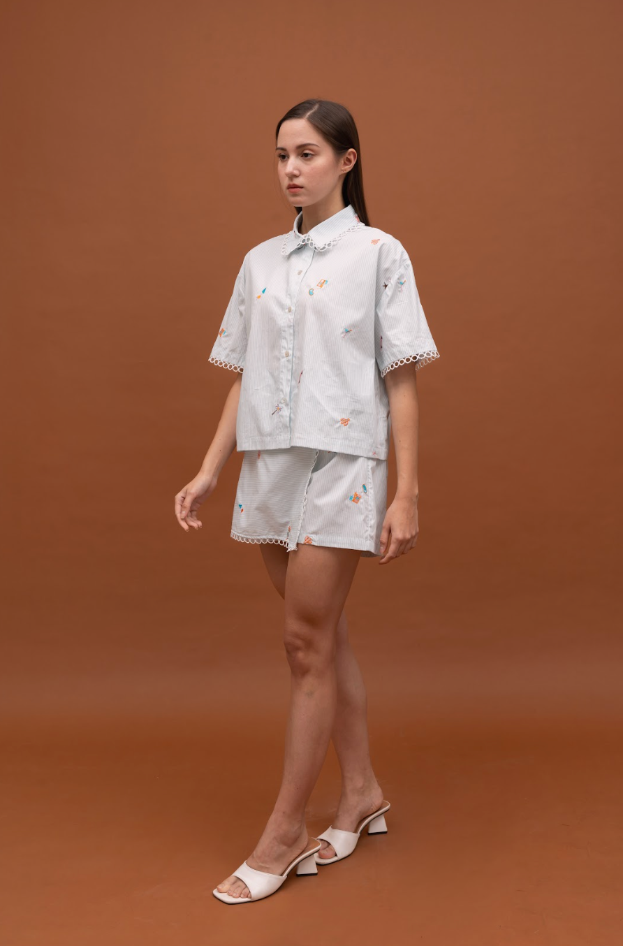 JUDITH SHIRT STRIPE BLUE EMBRO