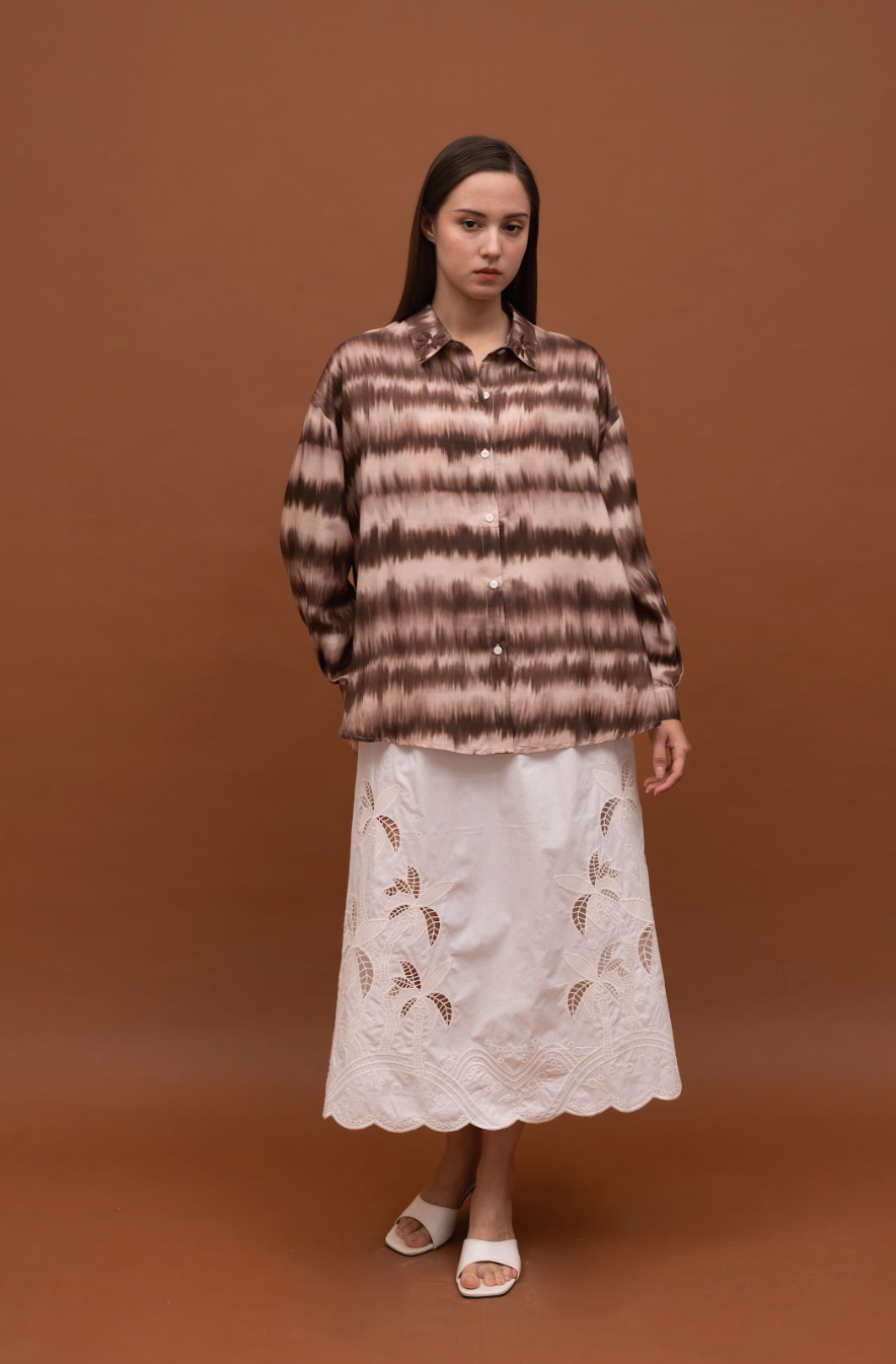 LENORA SHIRT TIEDYE DARK BROWN