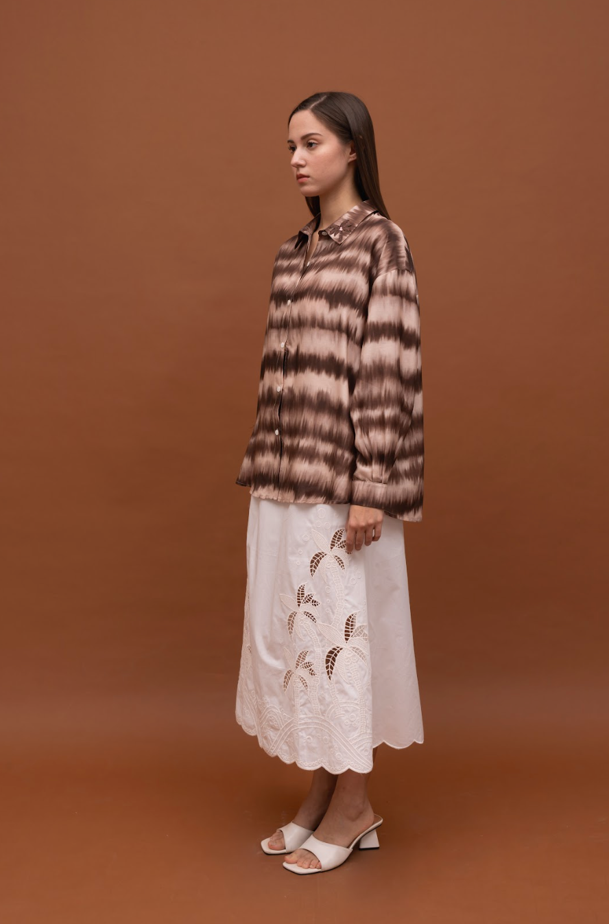 LENORA SHIRT TIEDYE DARK BROWN
