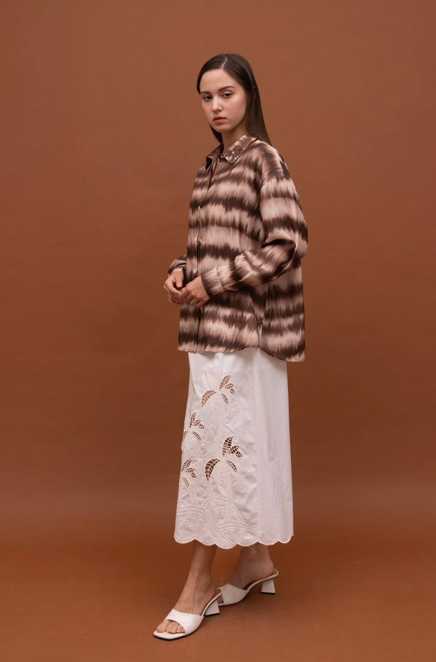LENORA SHIRT TIEDYE DARK BROWN