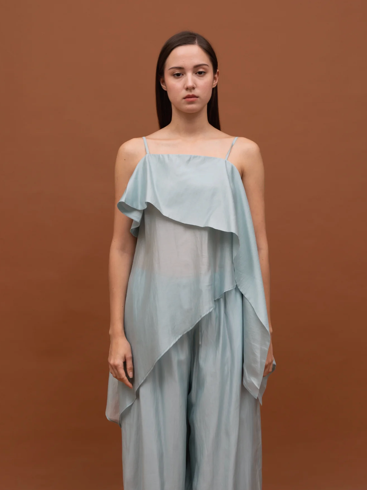 SHIRR TOP LIGHT BLUE