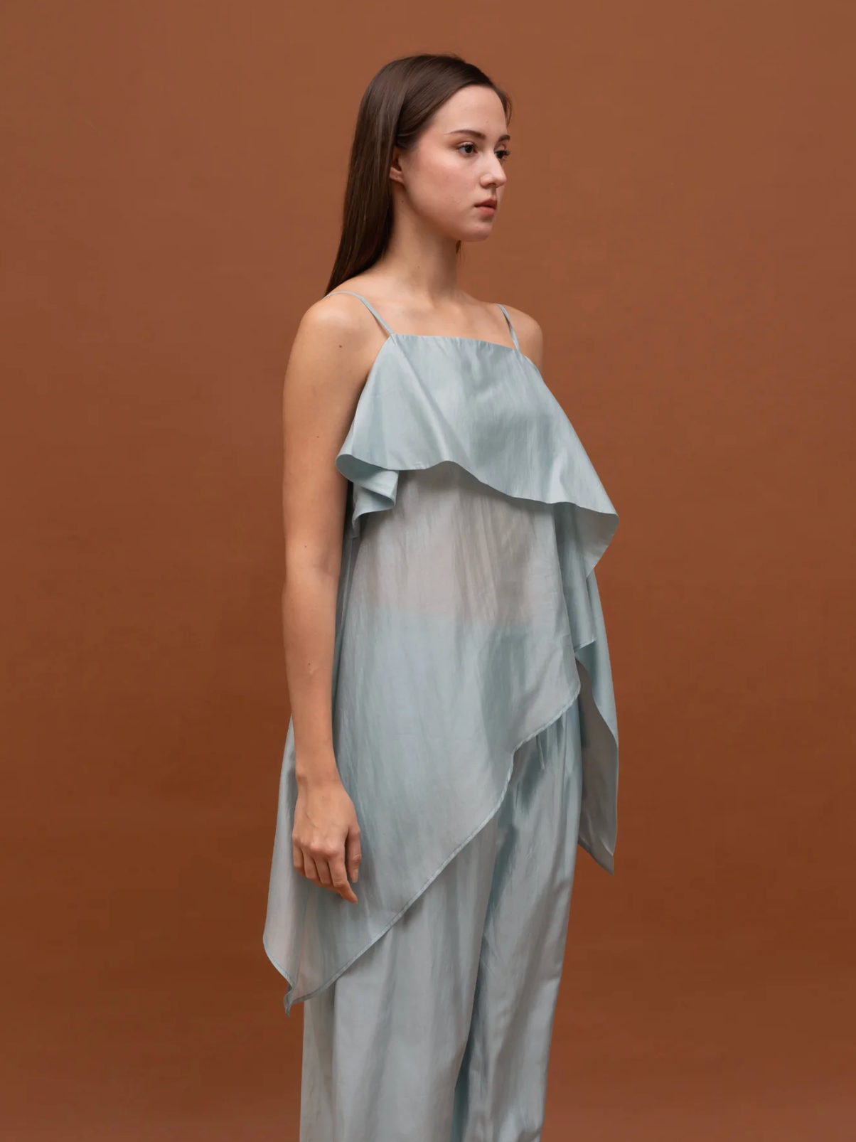 SHIRR TOP LIGHT BLUE