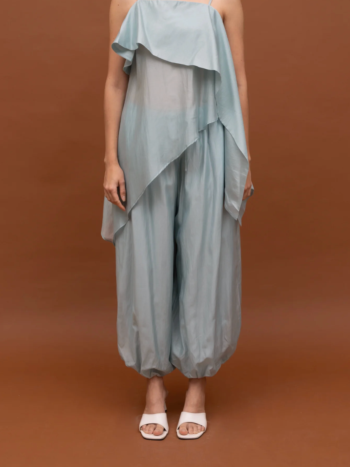 SHIRR PANTS LIGHT BLUE