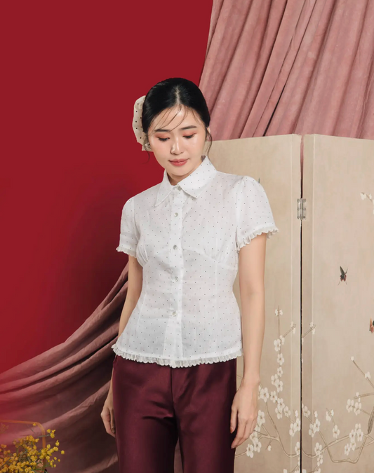 AMI TOP - POLKA WHITE