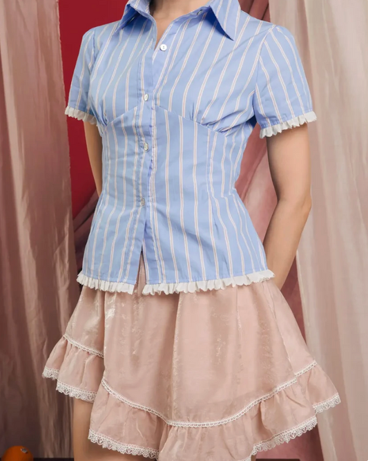 AMI TOP - STRIPED BLUE