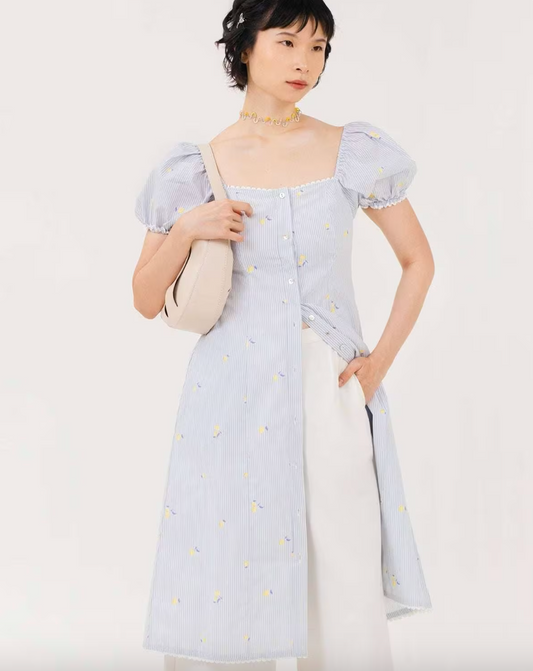 ARIA DRESS LEMON STRIPED