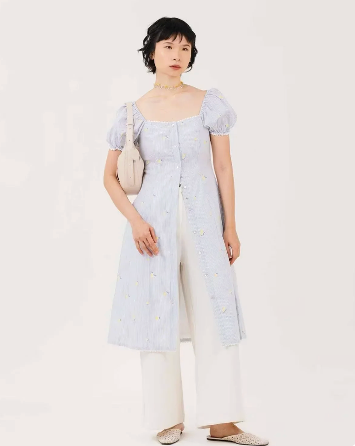 ARIA DRESS LEMON STRIPED