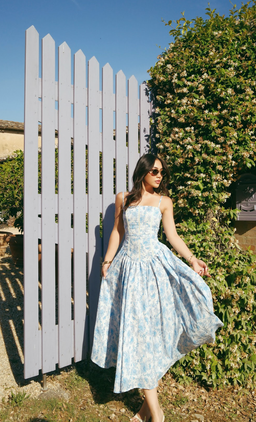 VIVIENNE DRESS - BLUE HYDRANGEA