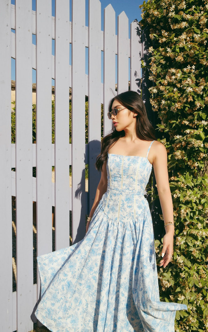 VIVIENNE DRESS - BLUE HYDRANGEA