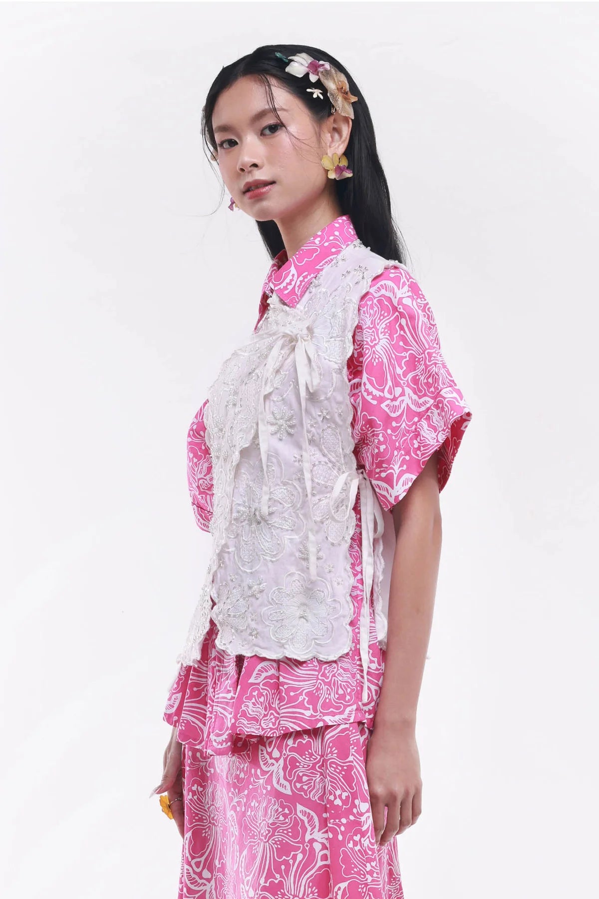 Haut en jean à fleurs Suedeson