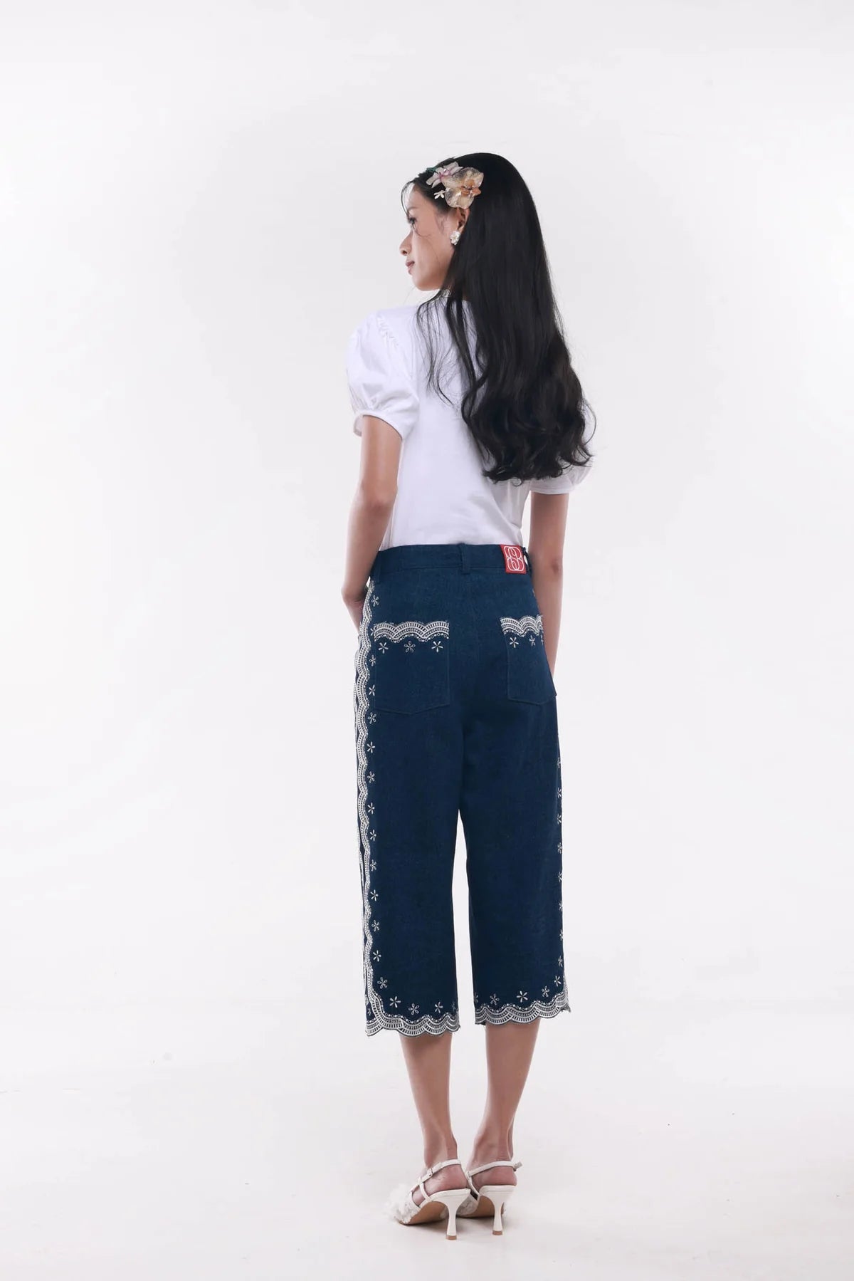 Haut fleuri Ava en jean de Suedeson