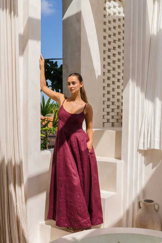 LONG URDHA DRESS - WINE