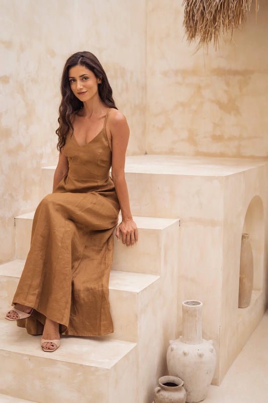 NALIN AMBAR DRESS - WALNUT