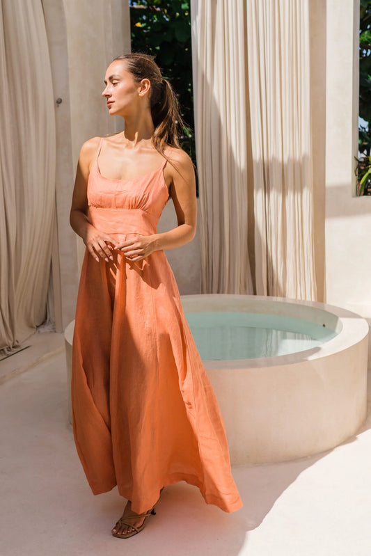 LONG URDGA DRESS - TANGERINE