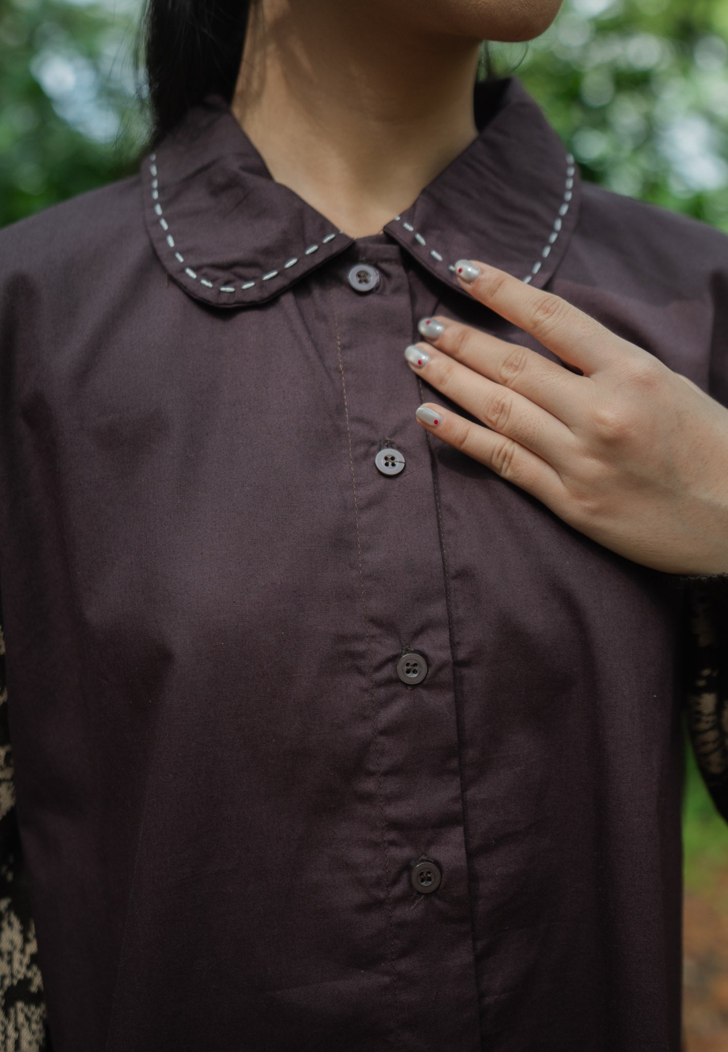 NONAETAL CELOSIA SEKAR TOP KNIT SLEEVE DARK COFFEE