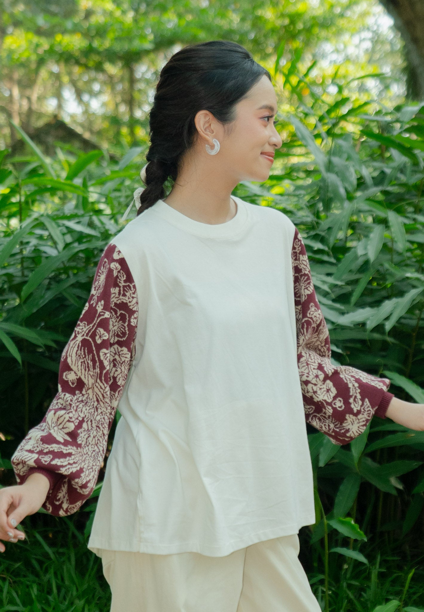 NONAETAL OSAKA T-SHIRT KNIT LONG SLEEVE BURGUNDY