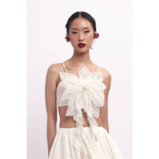 SUEDESON FLORENCIA TOP 3 DIMENSIONAL FLOWER TOP - WITH ADJUSTABLE LACINGS