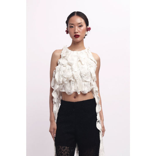 SUEDESON FLOREVE TOP IVORY - HANDMADE LACE