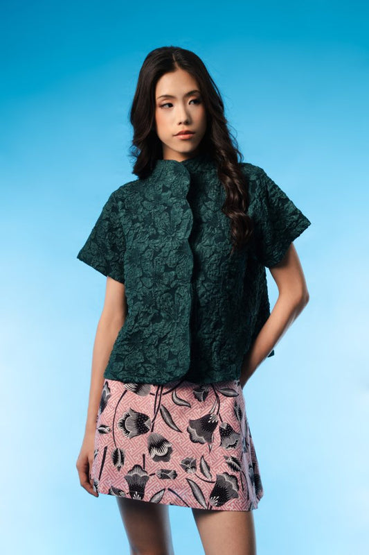 MYTA TOP IN EMERALD GREEN