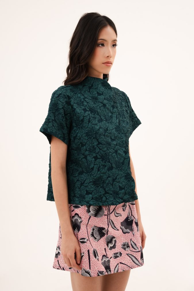 MYTA TOP IN EMERALD GREEN