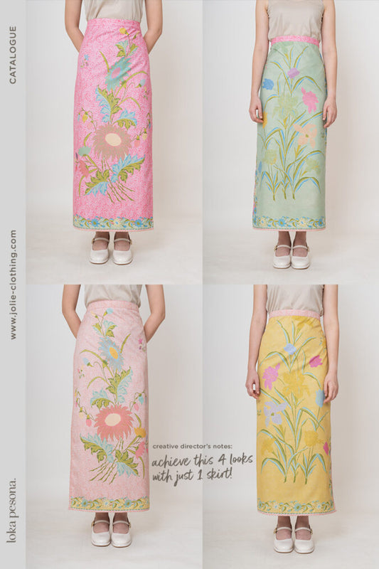 NATYA WRAP SKIRT GREEN PINK (PRE-ORDER)
