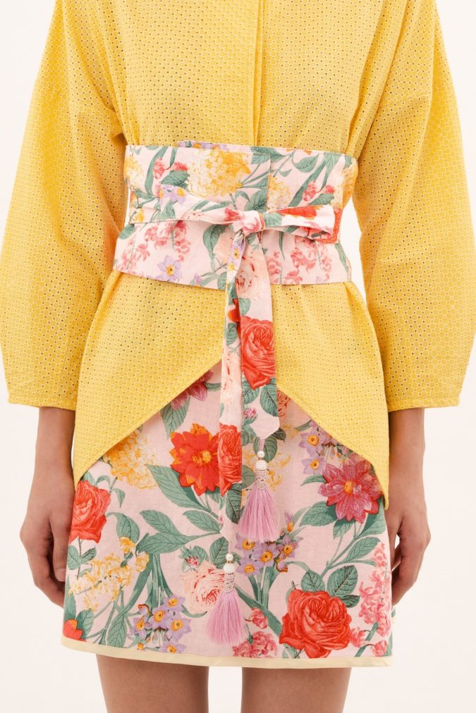 OBI BELT FLORAL PINK