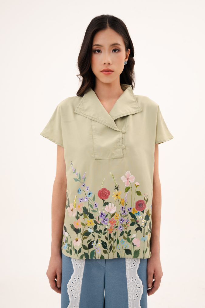 REIKA FLORAL TOP (HAND PAINTED)