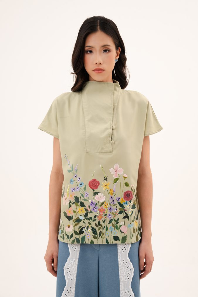 REIKA FLORAL TOP (HAND PAINTED)