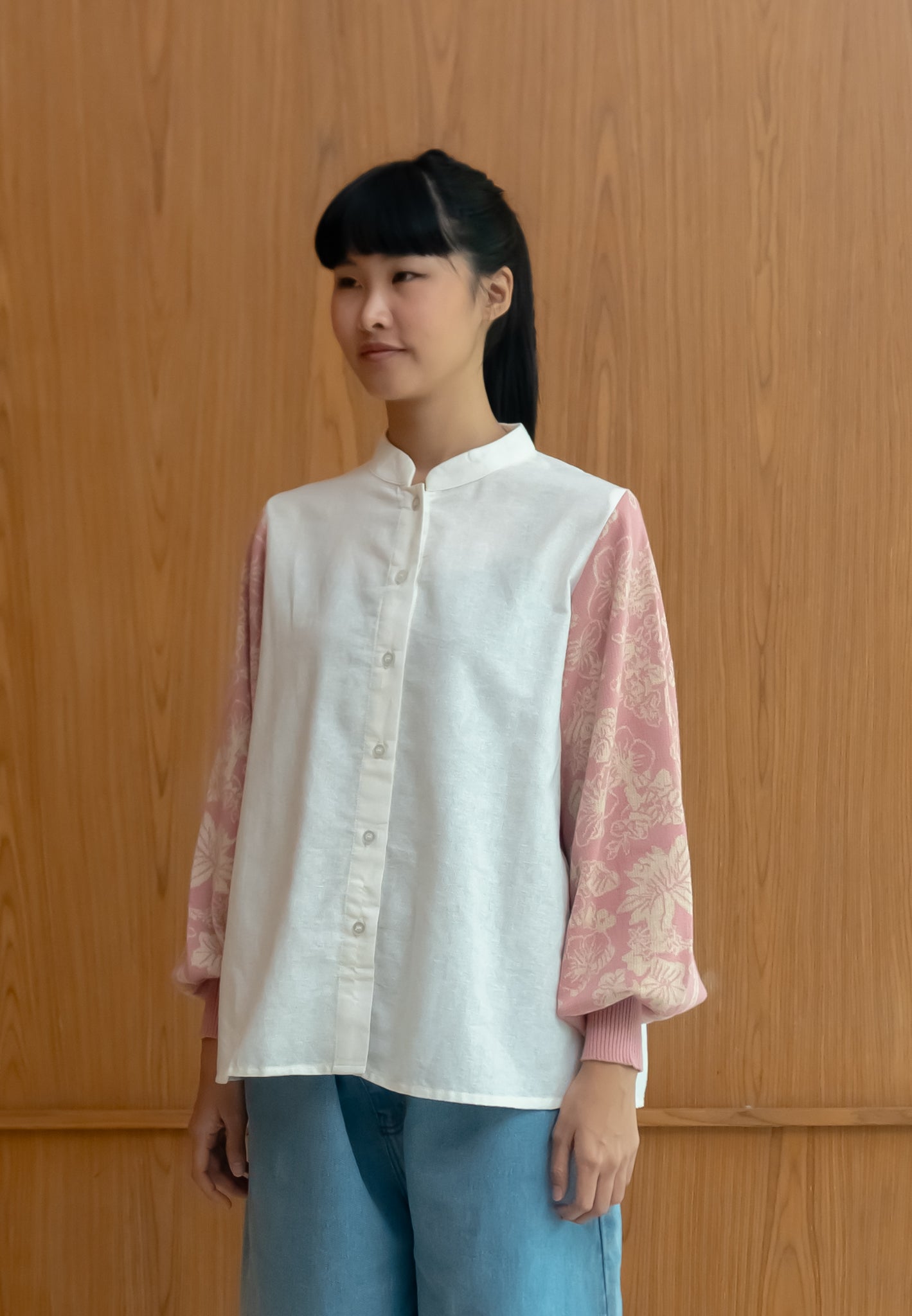 NONAETAL NEW OSAKA HERITAGE TOP KNIT BROKEN WHITE - PINK