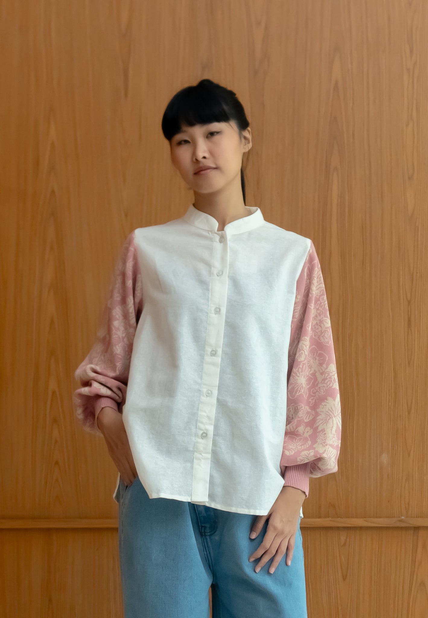 NONAETAL NEW OSAKA HERITAGE TOP KNIT BROKEN WHITE - PINK