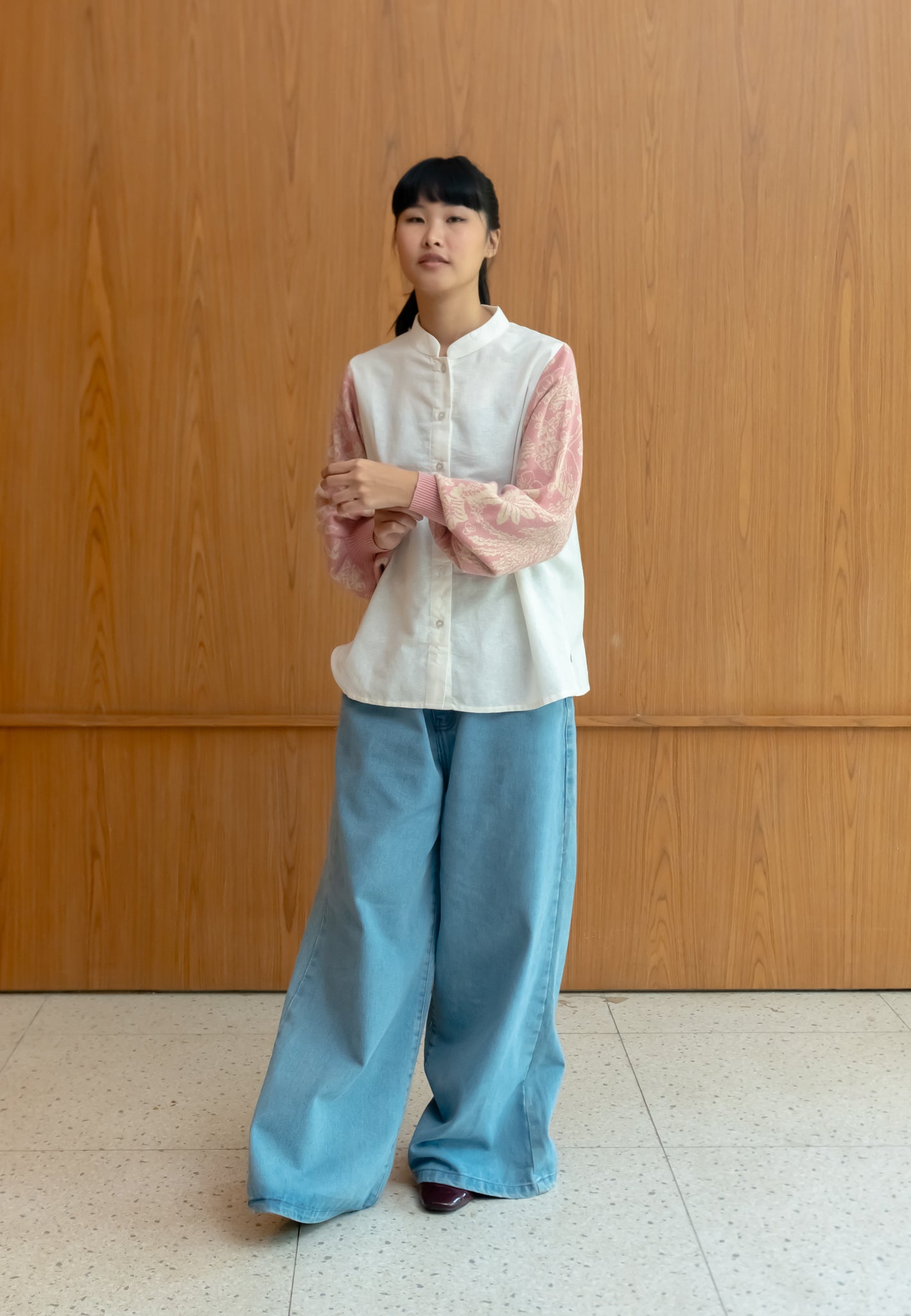 NONAETAL NEW OSAKA HERITAGE TOP KNIT BROKEN WHITE - PINK