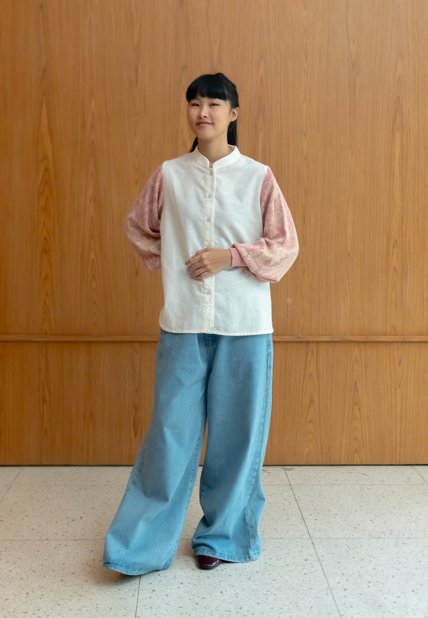 NONAETAL NEW OSAKA HERITAGE TOP KNIT BROKEN WHITE - PINK